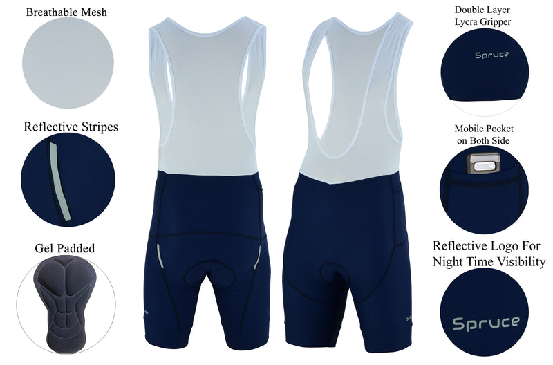 Men's Cycling Gel Padded Bib Shorts - Spruce Sports