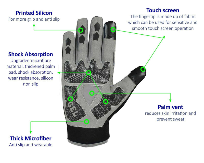 Windproof Gel Padded Touchscreen Gloves - Spruce Sports