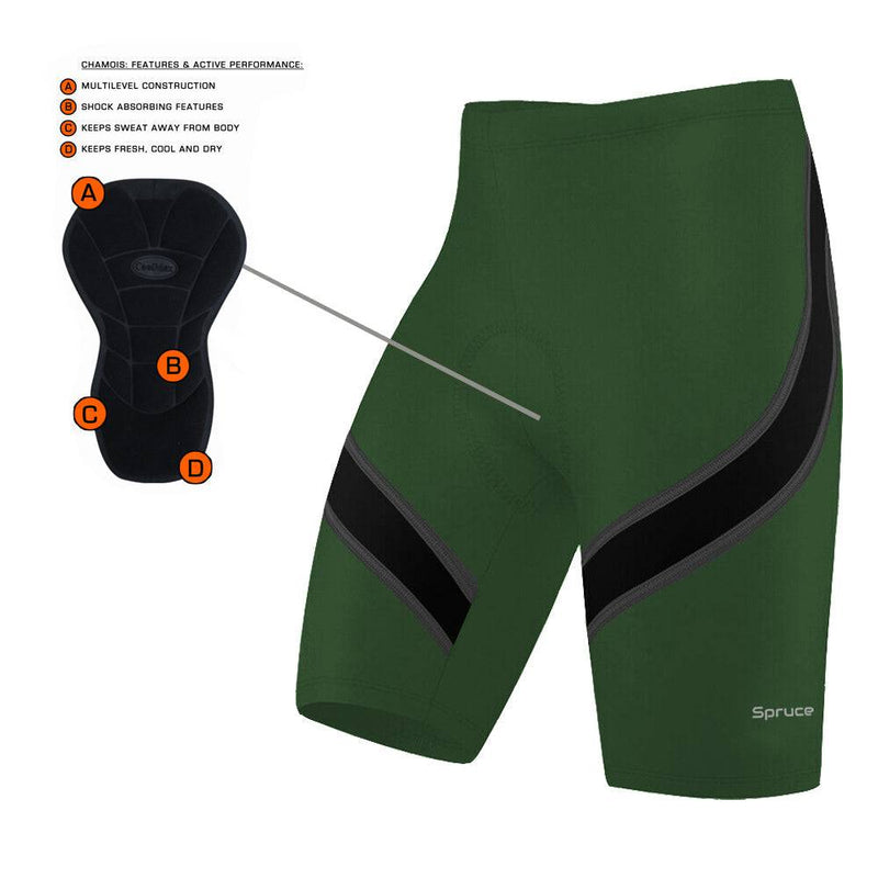 Men Cycling Gel Padded Shorts - Spruce Sports